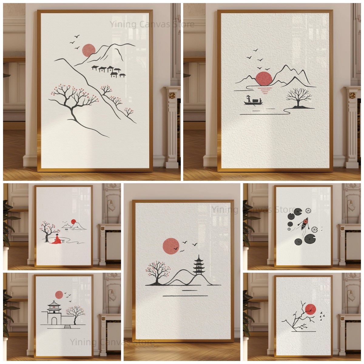 Japanese Zen Lifestyle - Póster minimalista de tinta japonesa, arte