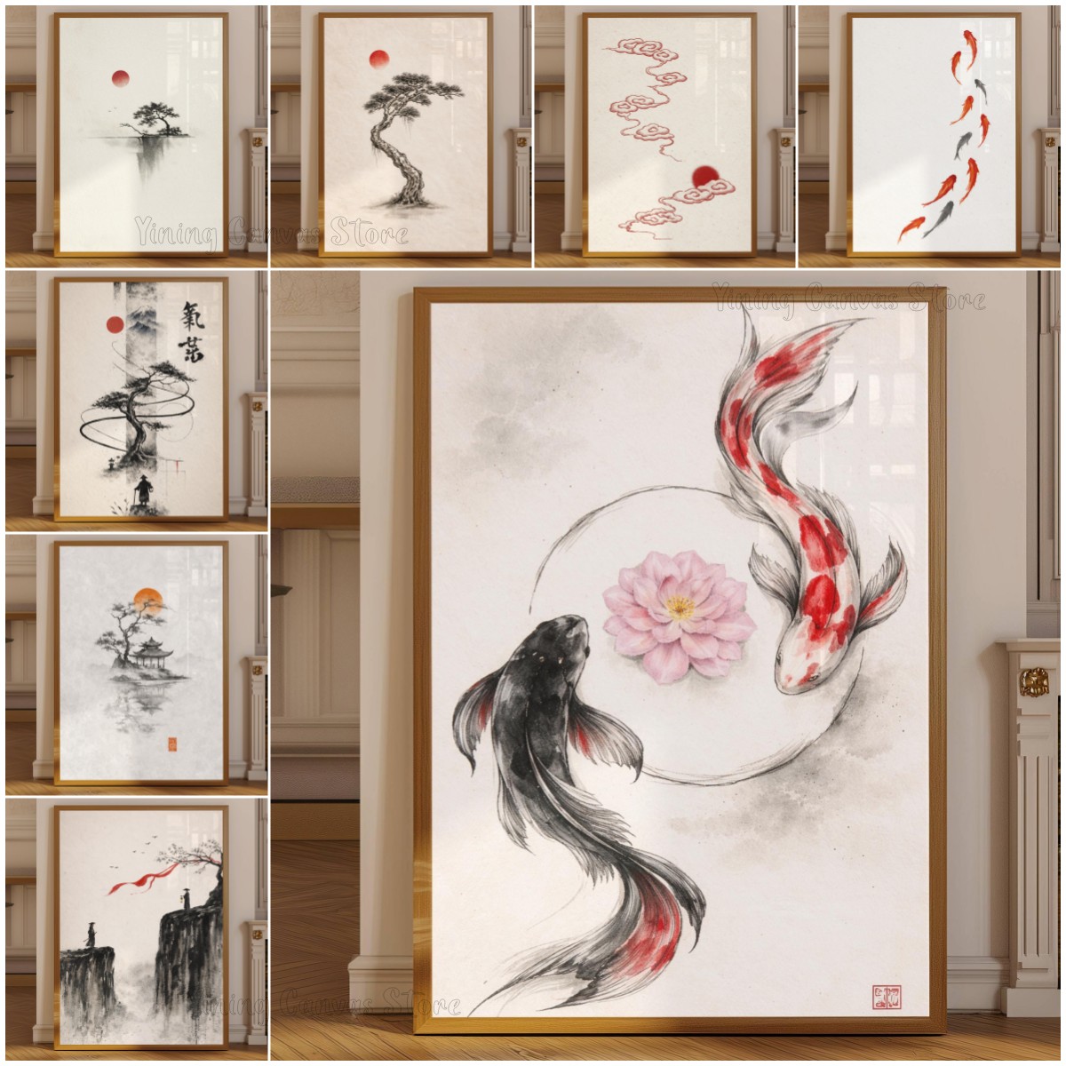 Japanese Zen Lifestyle - Póster de Paisaje Japonés con Tinta